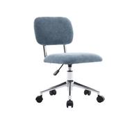 Chaise de bureau enfant à roulettes ajustable tissu chenille bleu - Amory Kid
