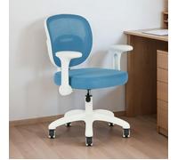 Chaise de bureau enfant AMELIA Bleu Réglable en hauteur avec Accoudoirs, Assise Rembourrée Confortable
