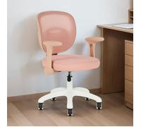 Chaise de bureau enfant AMELIA Rose Réglable en hauteur avec Accoudoirs, Assise Rembourrée Confortable
