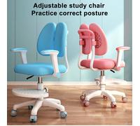 Chaise de Bureau Enfant Ergonomique - BIPLUT - Hauteur Réglable - Support Dorsal Double - Rembourrage Épais en Mousse - Rose