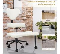 Chaise de bureau Ergonomique à jambes croisées - CREMLANK - Hauteur réglable - Soutien lombaire - En Sherpa - 70X80X102CM - BLANC