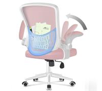 Chaise de bureau ergonomique avec accoudoirs relevables, chaise en maille à dossier moyen avec support lombaire, hauteur réglable et dossier de rangement, chaise d'ordinateur confortable pour le burea