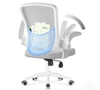 Chaise de bureau ergonomique avec accoudoirs relevables, chaise en maille à dossier moyen avec support lombaire, hauteur réglable et dossier de rangement, chaise d'ordinateur confortable pour le burea