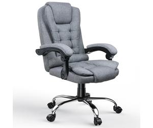 Chaise de bureau ergonomique avec grand siège rembourré, chaise de bureau inclinable et réglable en hauteur,Chaise de bureau à haut dossier-Gris foncé