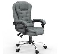 Chaise de bureau ergonomique avec grande assise rembourrée, inclinable et réglable en hauteur?Chaise de bureau à haut dossier-Noir et gris