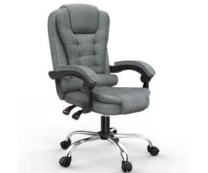 Chaise de bureau ergonomique avec grande assise rembourrée, inclinable et réglable en hauteur?Chaise de bureau à haut dossier-Noir et gris