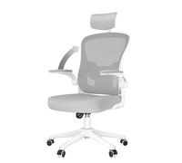 Chaise de bureau ergonomique avec hauteur réglable, appui-tête, accoudoirs relevables et support lombaire - gris