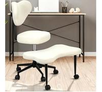 Chaise de bureau ergonomique - Chaise à Genoux dossier réglable en hauteur - avec soutien lombaire - repose-pied pivotant 360° blanc