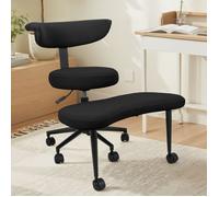 Chaise de bureau Ergonomique - Chaise à Genoux Rembourré Mousse Haute Densité - Repose-Pied Extensible et Rotatif 360° - noir