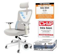 Chaise de bureau ergonomique CLOUVOU - CleverSeat - Fauteuil de Bureau - coussin orthopédique - dossier inclinable - 150kg - Créme