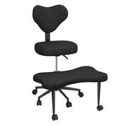 Chaise de bureau ergonomique - dossier réglable en hauteur - repose-pied pivotant 360° - pour s’asseoir en tailleur à genoux - noir