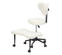 Chaise de bureau ergonomique - dossier réglable en hauteur - repose-pied pivotant 360° - pour s’asseoir en tailleur à genoux -blanc