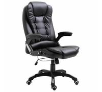 Chaise de bureau ergonomique en cuir synthétique - Réglable en hauteur à | Housse en cuir synthétique, dossier haut, accoudoirs, siège papillon, charge maximale : 110 kg