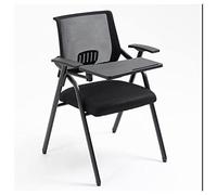 Chaise de bureau ergonomique en maille avec design pliable, support lombaire, bras de tablette et porte-gobelet - Idéal pour la maison, l'école et le bureau - Cadre élégant en acier noir