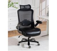 Chaise de bureau ergonomique en maille pouvant supporter jusqu'à 159 kg adaptée aux personnes de grande taille noir