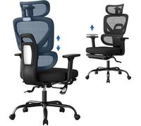 Chaise de bureau ergonomique en maille - WOLTU - Appui-tête 3D - Accoudoirs 6D - Soutien lombaire dynamique - Noir