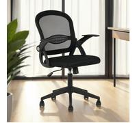 IDIMEX Chaise de Bureau Ergonomique Eren Noir Réglable en Hauteur avec Accoudoirs, Assise Rembourrée Confortable, Dossier en Tissu Respirant