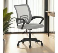 IDIMEX Chaise de Bureau Ergonomique Jake Gris Réglable en Hauteur avec Accoudoirs, Assise Rembourrée Confortable, Dossier en Tissu Respirant