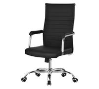 Chaise de bureau ergonomique noire en simili PU pivotante hauteur réglable