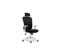 - Chaise de bureau ergonomique noire et blanche avec appuie-tête