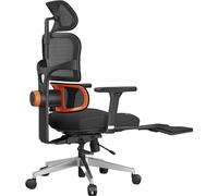 Chaise de bureau ergonomique - NT002 - Soutien lombaire adaptatif - Repose-pieds - 4 angles d'inclinaison - Appui-tête réglable - Accoudoirs réglables - Réglable en hauteur - Noir