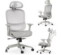 Chaise de bureau ergonomique SENSE7 Neyo - dossier inclinable 140°, accoudoirs 3D, maille respirante gris