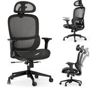 Chaise de bureau ergonomique SENSE7 Neyo - dossier inclinable 140°, accoudoirs 3D, maille respirante noire