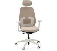 Chaise de bureau ergonomique Skandis Pro avec appui-tête beige / piètement blanc hjh OFFICE Beige