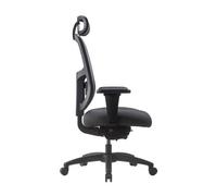 Chaise de bureau ergonomique XL - ULTIMATE - Tissu et maille noir - Assise généreuse - Accoudoirs 4D - Appui tête - Soutien Lombaire - Mécanisme synchrone avec réglage profondeur d'assise