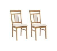 vidaXL Chaise de salle à manger 2 pcs Naturel et clair Bois Massif