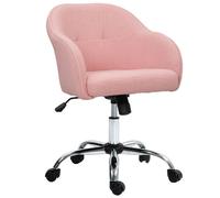 HomCom Chaise de bureau Teddy – hauteur réglable, assise & dossier rembourrés, pivotante 360° – rose