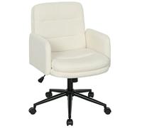 Chaise de bureau - HOMCOM - hauteur réglable et fonction de bascule - tissu effet laine bou 61,5 x 65 x 91-101 cm - crème