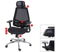 Chaise de bureau HWC-A58 chaise pivotante, fonction glisse, tissu ISO9001 noir/noir