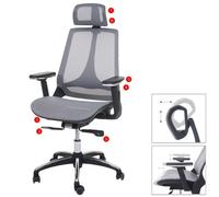 Chaise de bureau HWC-A59 chaise pivotante, fonction glisse, tissu ISO9001 gris/gris