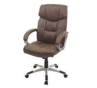 Chaise de bureau HWC-A71, chaise pivotante, tissu imitation daim, brun