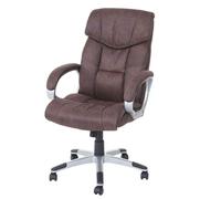 Chaise de bureau HWC-A71, chaise pivotante, tissu imitation daim, brun
