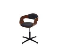 Mendler Chaise de Bureau HWC-H46 Noyer Tissu Gris foncé
