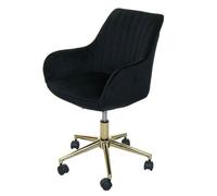 Chaise de bureau HWC-J62, chaise pivotante chaise de bureau chaise inclinable, velours avec accoudoirs pied doré noir