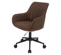 Chaise de bureau HWC-J62, chaise pivotante chaise de bureau tissu/textile avec accoudoirs marron