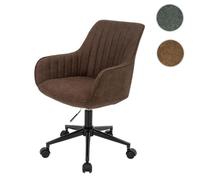 Chaise de bureau HWC-J62, chaise pivotante chaise de bureau tissu/textile avec accoudoirs marron