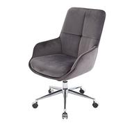 Chaise de bureau HWC-J64, chaise pivotante avec accoudoirs réglable en hauteur velours gris foncé