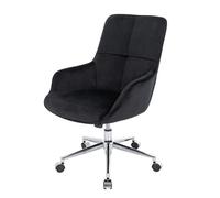 Mendler Fauteuil de bureau velours - Noir