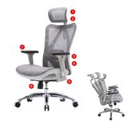 Chaise de bureau HWC-J87, accoudoirs ergonomiques réglables, charge maximale 150 kg gris / blanc