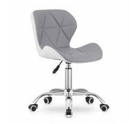 Chaise de Bureau I Confortable I Pivotante avec dossier I Réglable I Chaise de bureau à roulettes I Blanc et Gris