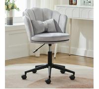 Chaise de bureau - LANGTU - Pivotante en velours - Coussin lombaire papillon - Hauteur réglable 45-55 cm - Rotation 360°