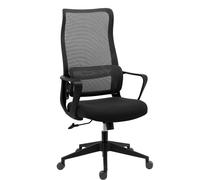 Chaise de bureau LINEA - tissu et maille - avec accoudoirs, appui-tête et soutien lombaire - Mécanisme Basculant centré - Pied nylon - noir