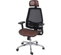 Chaise de bureau MENDLER HWC-A58 pivotante tissu mandarine noir Marron G