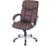 Chaise de bureau HWC-A71, chaise pivotante, tissu imitation daim, brun