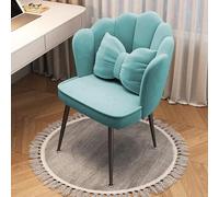 Chaise de bureau mi-siècle en velours avec dossier, tabouret de maquillage confortable bleu avec tabouret de coiffeuse doux Cush Slish pour femmes et filles, idéal pour la chambre à coucher et le