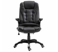 Chaise de Bureau Noire en Simili Cuir, Dossier Haut, Réglable, Pivotante | Assise papillon, accoudoirs rembourrés, 5 roulettes nylon, capacité 110 kg, usage professionnel